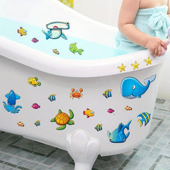 6Pcs Anti Slip Bathtub Stickers Cartoon Underwater Animal Pattern Stickers