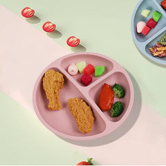 Non Slip Silicone Plate and Utensil Set with Suction Cup