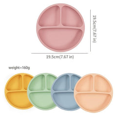 Non Slip Silicone Plate and Utensil Set with Suction Cup