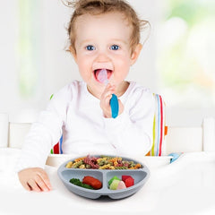 Non Slip Silicone Plate and Utensil Set with Suction Cup