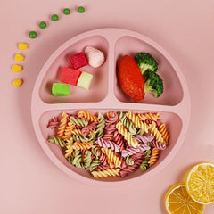 Non Slip Silicone Plate and Utensil Set with Suction Cup