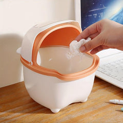Desktop Small Trash Can Flip Type Storage Bin Bedroom Bedside