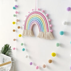 Colorful Hand-woven Rainbow Decorations String Macaron Wall Hangings