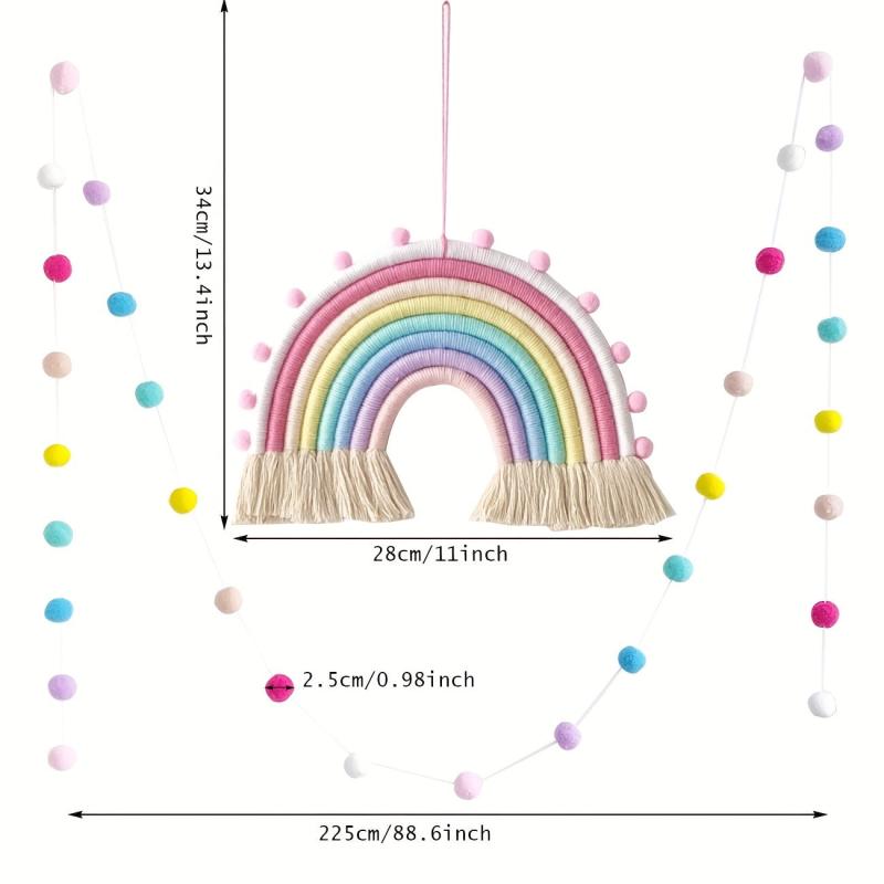 Colorful Hand-woven Rainbow Decorations String Macaron Wall Hangings