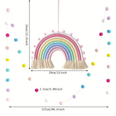 Colorful Hand-woven Rainbow Decorations String Macaron Wall Hangings
