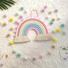 Colorful Hand-woven Rainbow Decorations String Macaron Wall Hangings