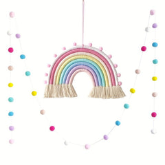 Colorful Hand-woven Rainbow Decorations String Macaron Wall Hangings