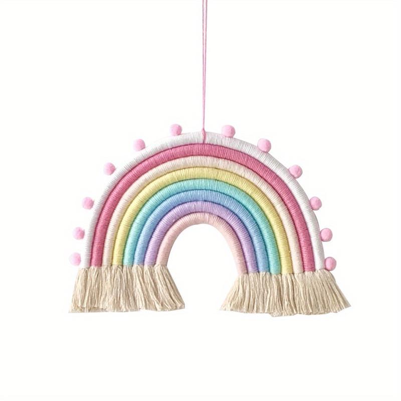 Colorful Hand-woven Rainbow Decorations String Macaron Wall Hangings