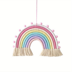 Colorful Hand-woven Rainbow Decorations String Macaron Wall Hangings