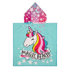 Unicorn Pattern Microfiber Hooded Bath Towel for Kids Quick Drying