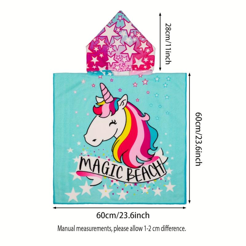 Unicorn Pattern Microfiber Hooded Bath Towel for Kids Quick Drying