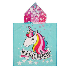 Unicorn Pattern Microfiber Hooded Bath Towel for Kids Quick Drying