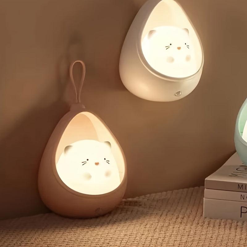 Cute Kitty Motion Sensor Night Light Rechargeable LED Lamp for Bedroom