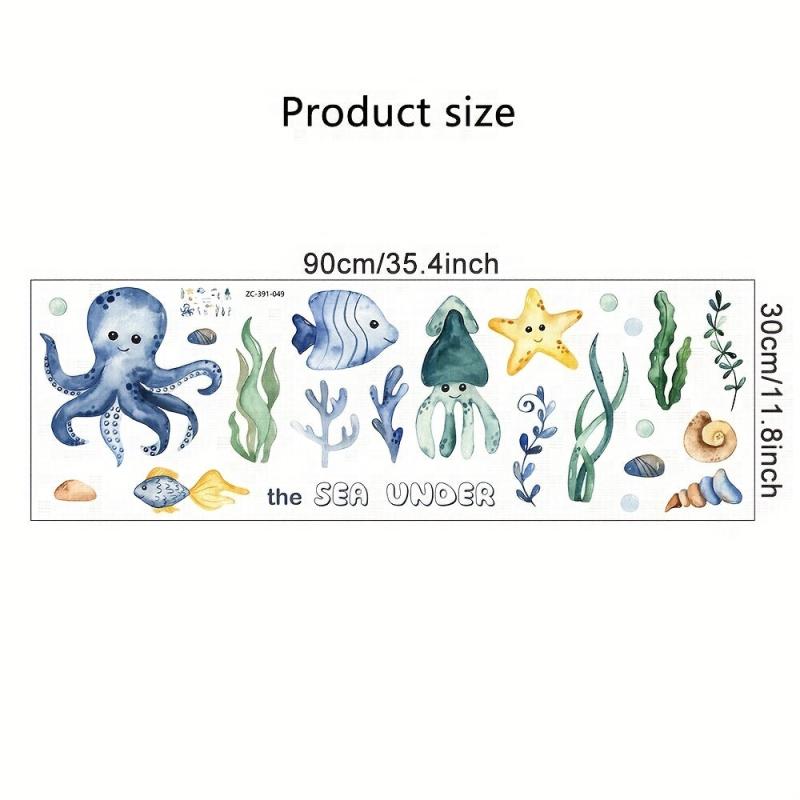 Eco Friendly Cartoon Sea Creatures Wall Stickers for Kids Room Decor