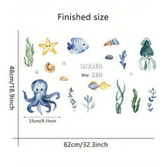 Eco Friendly Cartoon Sea Creatures Wall Stickers for Kids Room Decor
