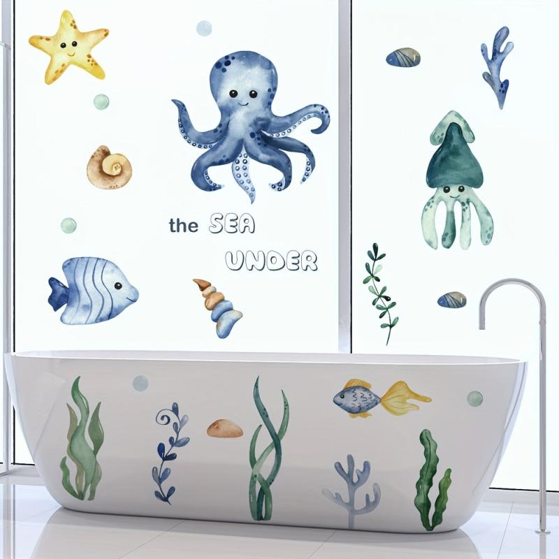 Eco Friendly Cartoon Sea Creatures Wall Stickers for Kids Room Decor