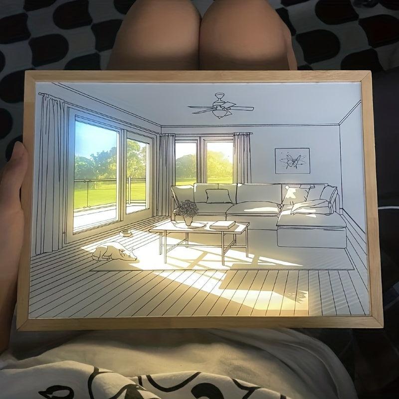 3D Dimmable Night Light Paper Cutting Table Lamp Children's Room Decoration