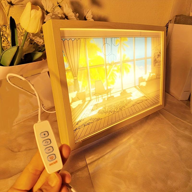 3D Dimmable Night Light Paper Cutting Table Lamp Children's Room Decoration