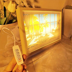 3D Dimmable Night Light Paper Cutting Table Lamp Children's Room Decoration