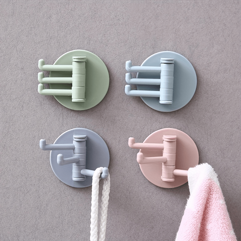 12pcs Wall Mounted Adhesive Tri hook Multipurpose Rotating Hanging Hook