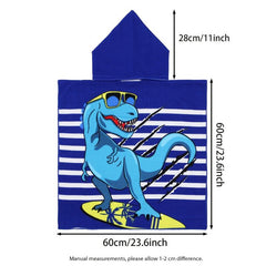 Kids Hooded Bath Towel Cartoon Graphic Microfiber Children's Hooded Bathrobe