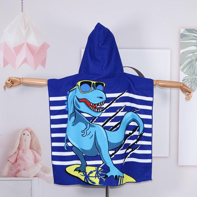 Kids Hooded Bath Towel Cartoon Graphic Microfiber Children's Hooded Bathrobe