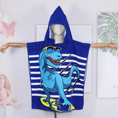 Kids Hooded Bath Towel Cartoon Graphic Microfiber Children's Hooded Bathrobe