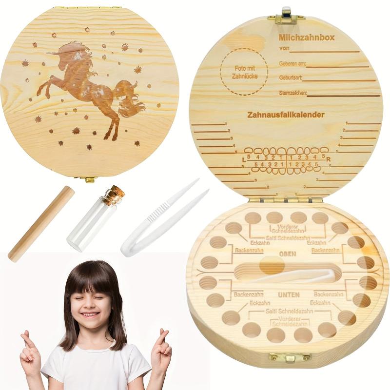 Boys Wooden Tooth Storage Keepsake Box