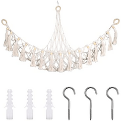 Boho Macrame Stuffed Animal Hammock Toy Organizer
