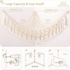 Boho Macrame Stuffed Animal Hammock Toy Organizer