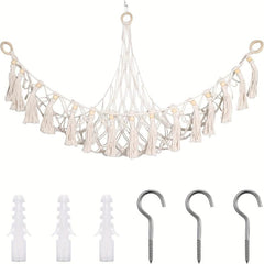Boho Macrame Stuffed Animal Hammock Toy Organizer
