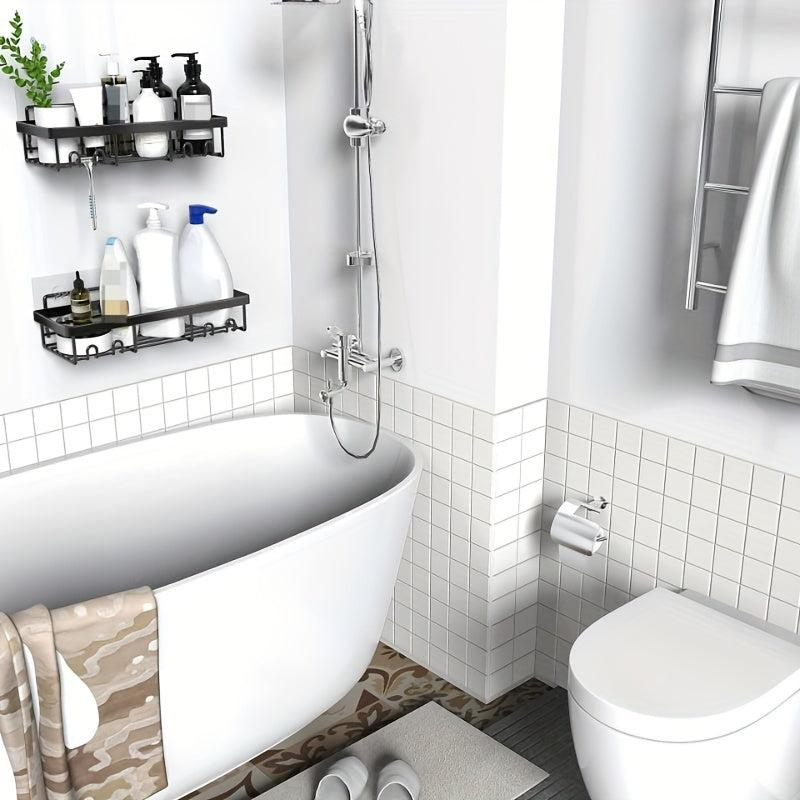 2pcs Self Adhesive Shower Caddy Organizer Bathroom Shelf Rack