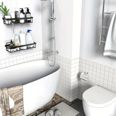 2pcs Self Adhesive Shower Caddy Organizer Bathroom Shelf Rack