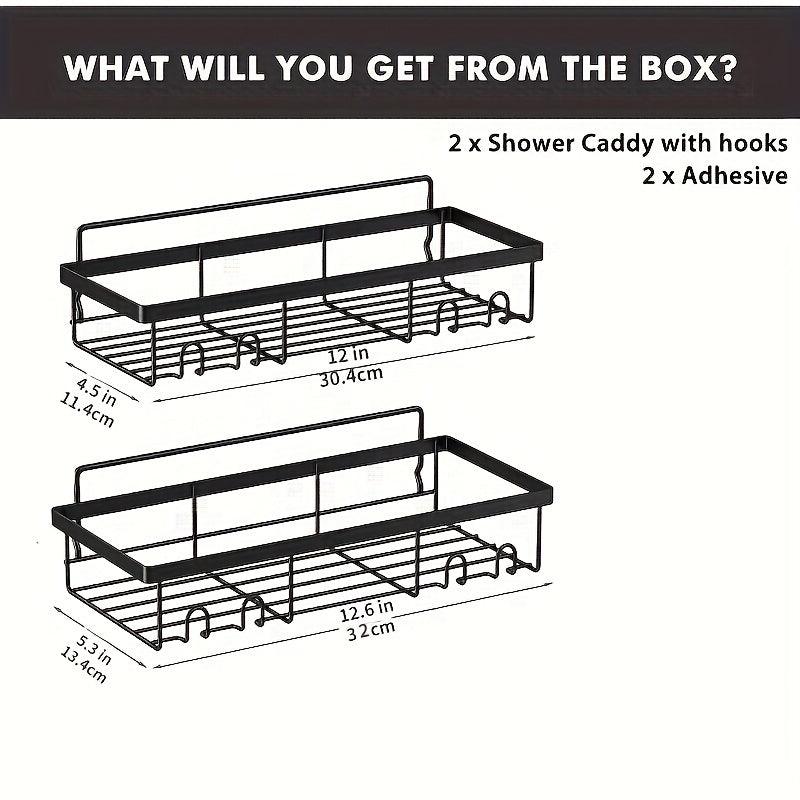 2pcs Self Adhesive Shower Caddy Organizer Bathroom Shelf Rack