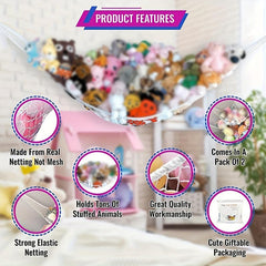 Plush Toy Storage Hammock - Large Capacity Hanging Organizer Net