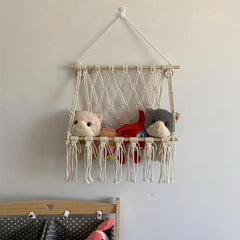 Macrame Stuffed Animal Hammock Toy Storage Organizer