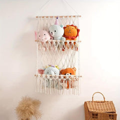 Macrame Stuffed Animal Hammock Toy Storage Organizer