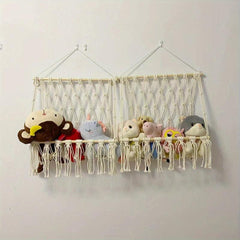 Macrame Stuffed Animal Hammock Toy Storage Organizer