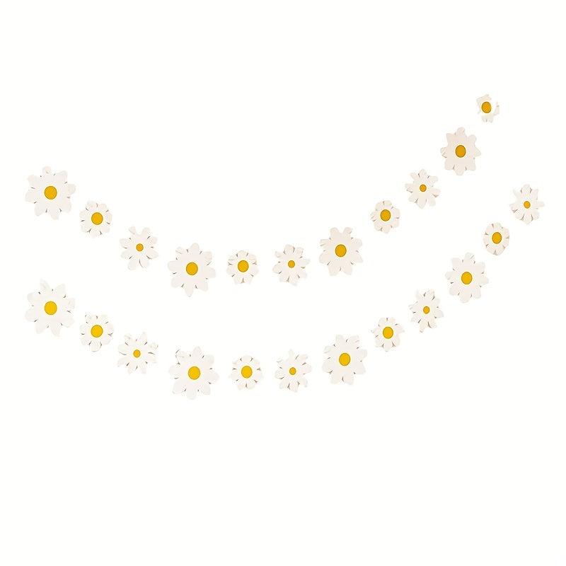 1pc Flower Pull Flag Little Daisy Pull Flag Flower Decor Hanging Banner