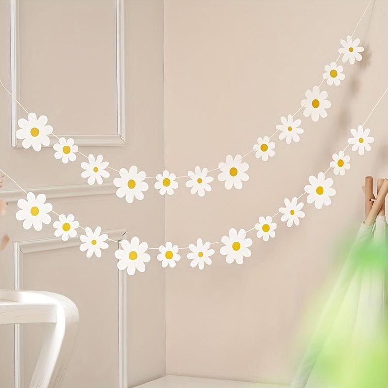 1pc Flower Pull Flag Little Daisy Pull Flag Flower Decor Hanging Banner