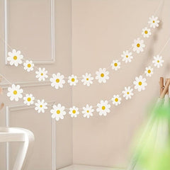 1pc Flower Pull Flag Little Daisy Pull Flag Flower Decor Hanging Banner