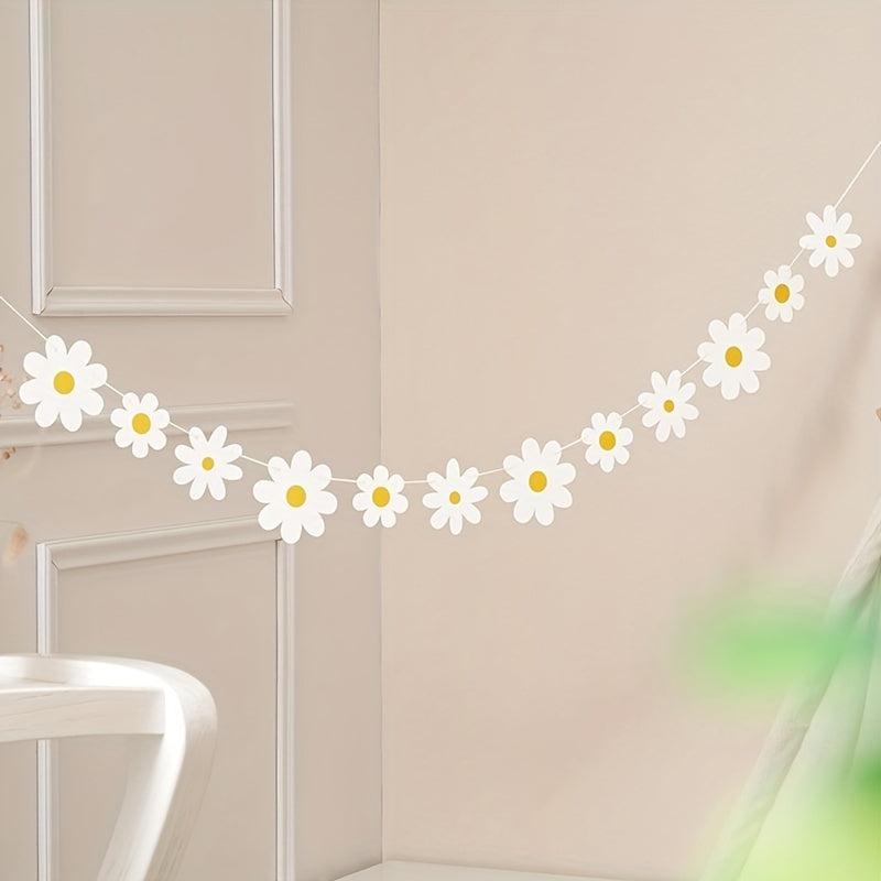 1pc Flower Pull Flag Little Daisy Pull Flag Flower Decor Hanging Banner