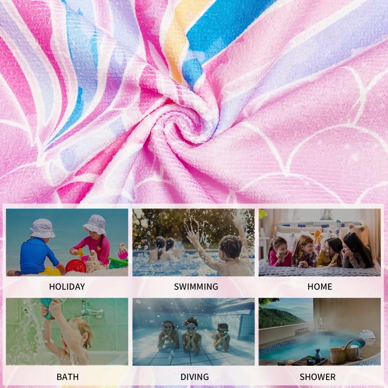 Cartoon Pattern Hooded Beach Towel Quick Dry Absorbent Wearable Beach Towel