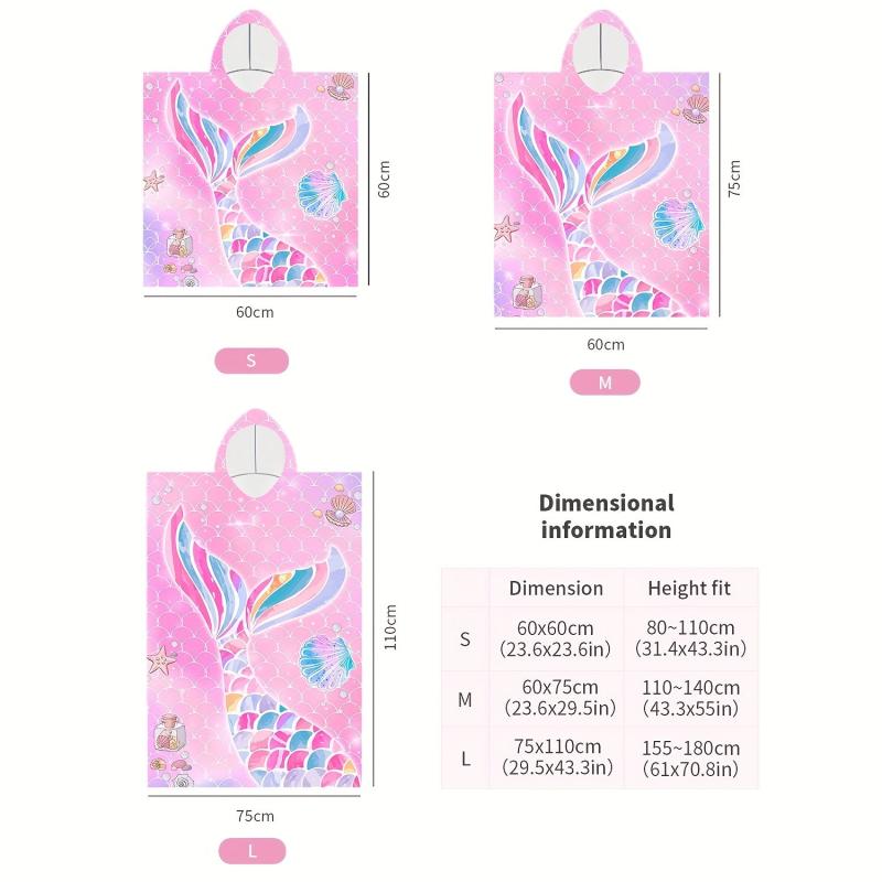 Cartoon Pattern Hooded Beach Towel Quick Dry Absorbent Wearable Beach Towel