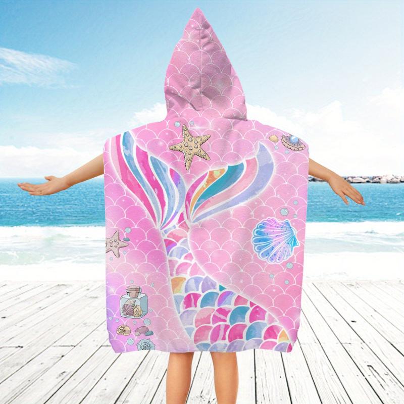 Cartoon Pattern Hooded Beach Towel Quick Dry Absorbent Wearable Beach Towel