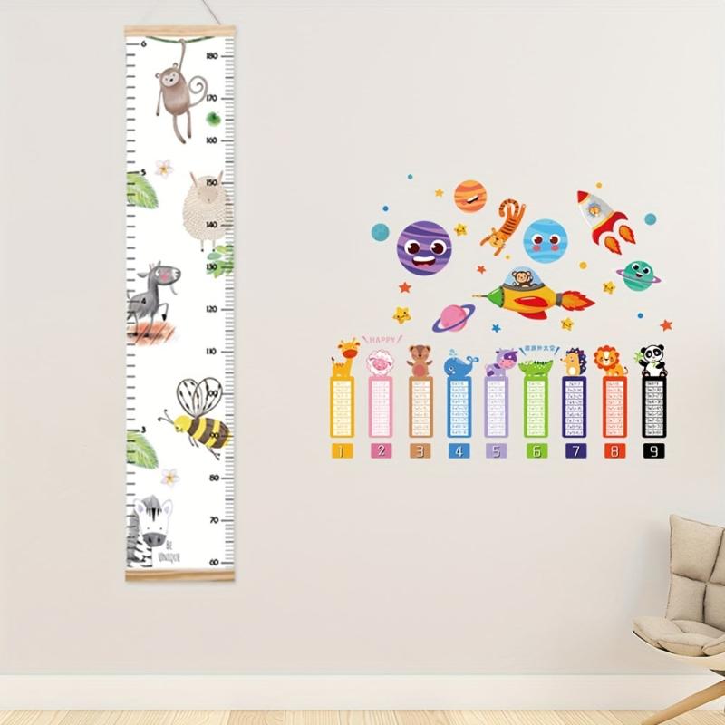 Animals Pattern Growth Chart Height Measurement Chart Modern Boho Nursery Decor