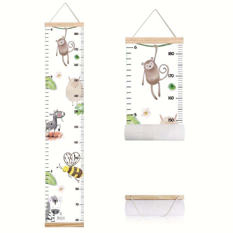 Animals Pattern Growth Chart Height Measurement Chart Modern Boho Nursery Decor