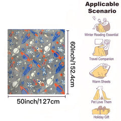 Glow In The Dark Spaceship Astronaut Blanket Soft Flannel