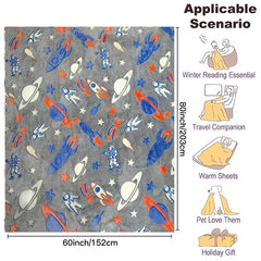 Glow In The Dark Spaceship Astronaut Blanket Soft Flannel