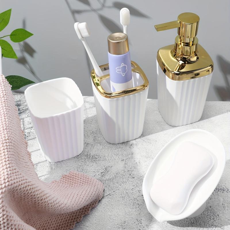 Stylish Bathroom Kit with Dispenser Holder Cup and Dish